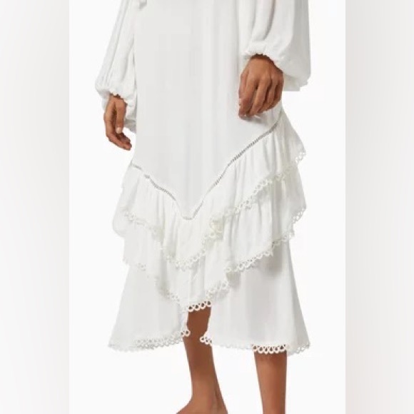 NEVER FULLY DRESSED White Harmony Long Sleeve Tiered Ruffle Maxi Dress NWT - Picture 8 of 16